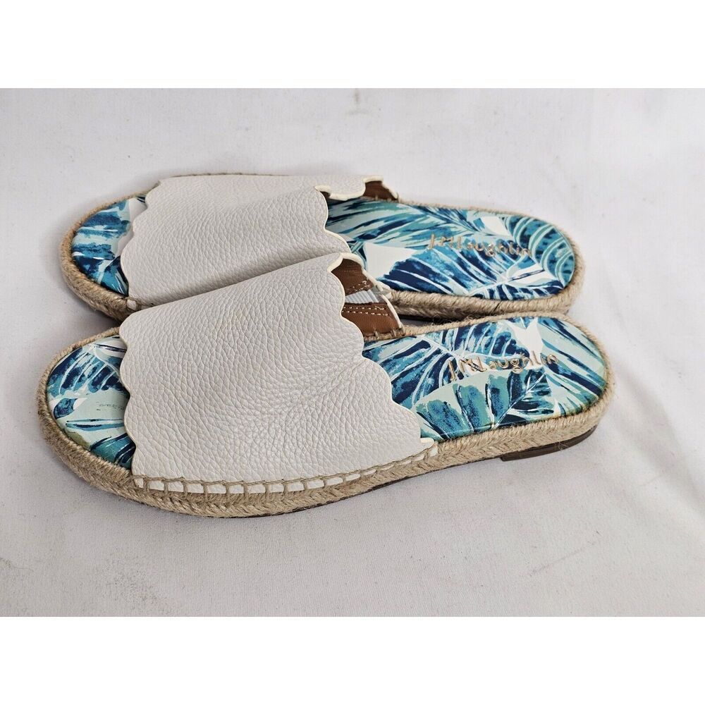 J. McLaughlin Aries‎ White Leather Scalloped Sandals Size 6